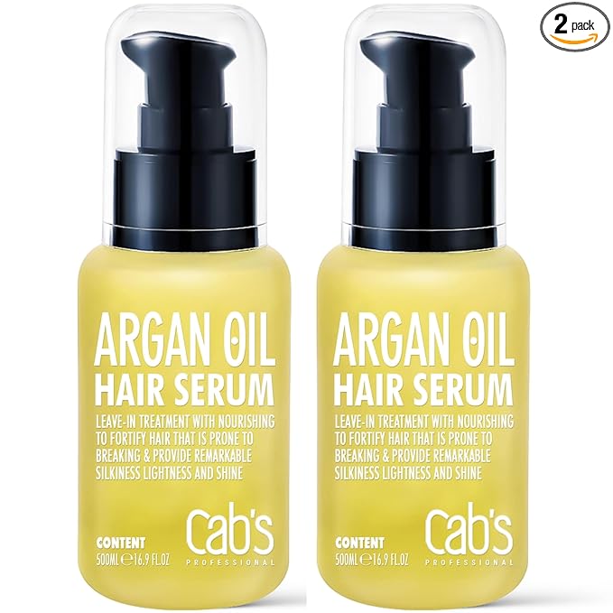 Cab's Moroccan Argan Oil Hair Serum Treatment, Nourishing and Repair Hair Shine - Paraben Free, Sulfate Free 2x 1.69 fl oz (Pack of 2 pcs)