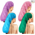 Eurzom 4 Pcs Large Shower Cap for Braids Extra Long Shower Cap for Women Long Hair Locs Foldable Waterproof Reusable XL Hair Bonnets for Dreadlocks Drawstring Bath Caps(Pink, Blue, Green, Purple)