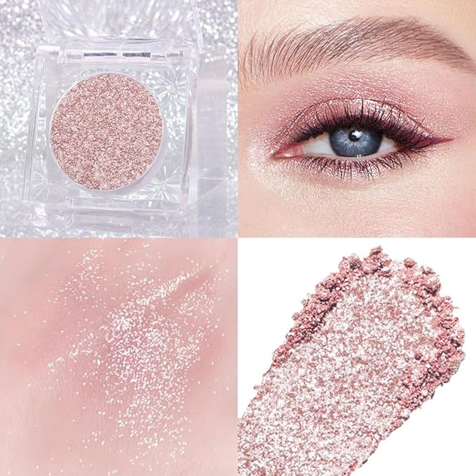 CAKAILA Pink Rose Gold Monochrome Shimmer Eyeshadow Palette Makeup,Long Lasting Naturing-Looking Lightweight Glitter Single Eyeshadow,Neutral Powde Eye Shadow for Older Women