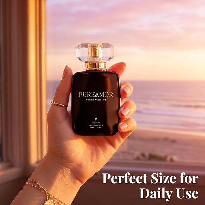PUREAMOR Pheromone Perfume for Women, Amber Noir Extrait de Parfum - Long Lasting Vanilla Amber Scent, 30% High Concentration, Full Size Fragrance Spray, 1.0 oz / 30 ml