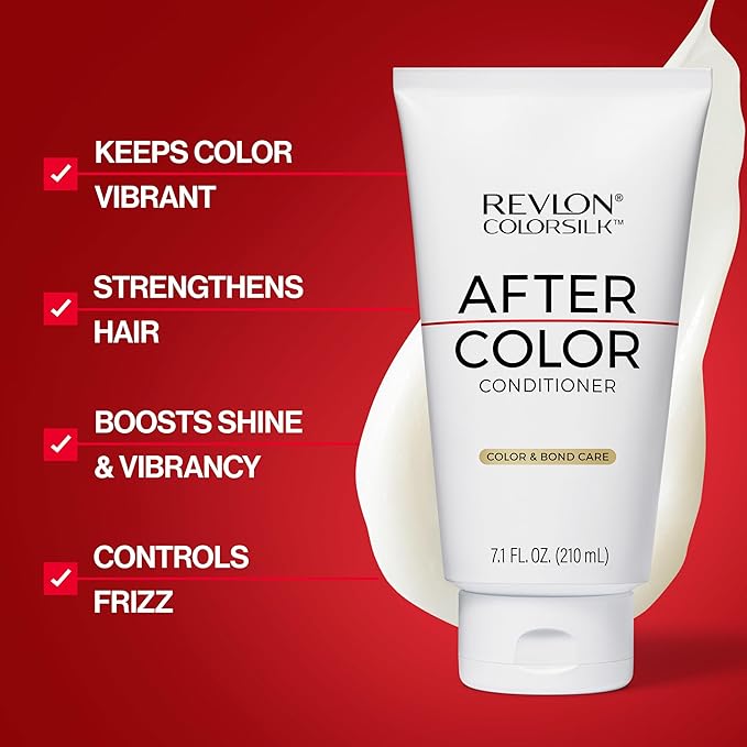 REVLON ColorSilk After Color Conditioner, Moisturizing & Strengthening Hair Care, Bond Repair with Vegan Keratin, For All Hair Colors & Types, 7.10 fl oz