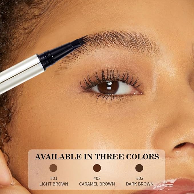 2-in-1 Brow Pen & Liquid Eyeliner – Waterproof Brow Pencil with Fine Microblading Tip, Natural Hair-Like Strokes, Long Lasting, Smudge-Proof Dual-Ended Design(01 LIGHT BROWNS)
