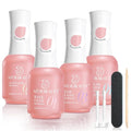 AZUREBEAUTY Dip Powder Liquid Set – Upgraded Care Formula, 4+4Pcs 15ml/0.5oz Base Coat, Activator, Top Coat & Brush Saver, Nail Strengthener with Keratin & Calcium, Low Odor DIY Home Salon