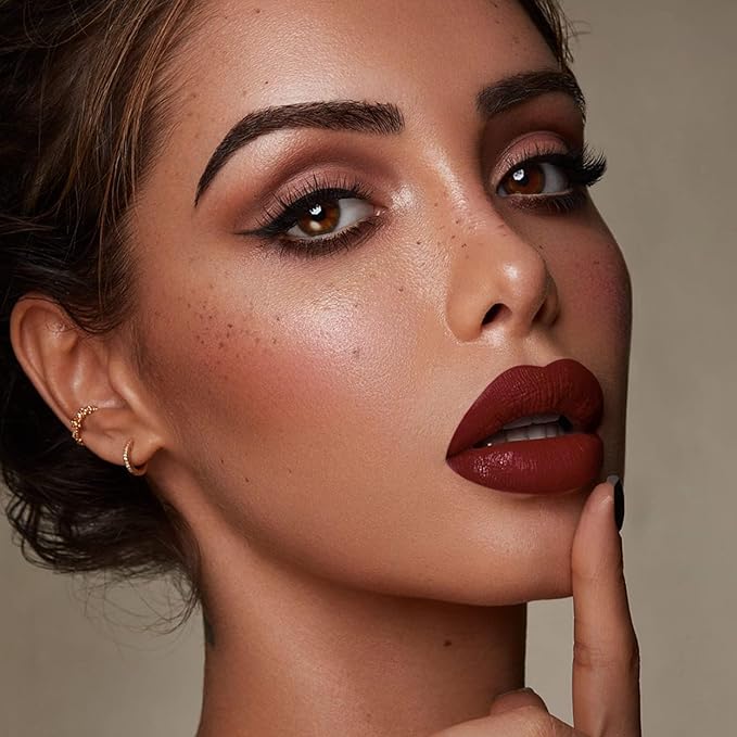 MAKI YIKA 3Pcs Matte Liquid Lipstick Makeup Set Dark Red Nude Orange Lipstick Long Lasting Smudgeproof Transfer Proof Lip Makeup, DarkRed/Nude/Orange | quick dry, waterproof