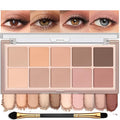 10 Colors Nude Eyeshadow Palette, Matte Beige Pink Brown Mauve Eye Shadow for Older Women, Long Lasting Blendable Smooth Versatile Natural Cream-to-Powder Eyeshadow Makeup with Brush Travel Kit