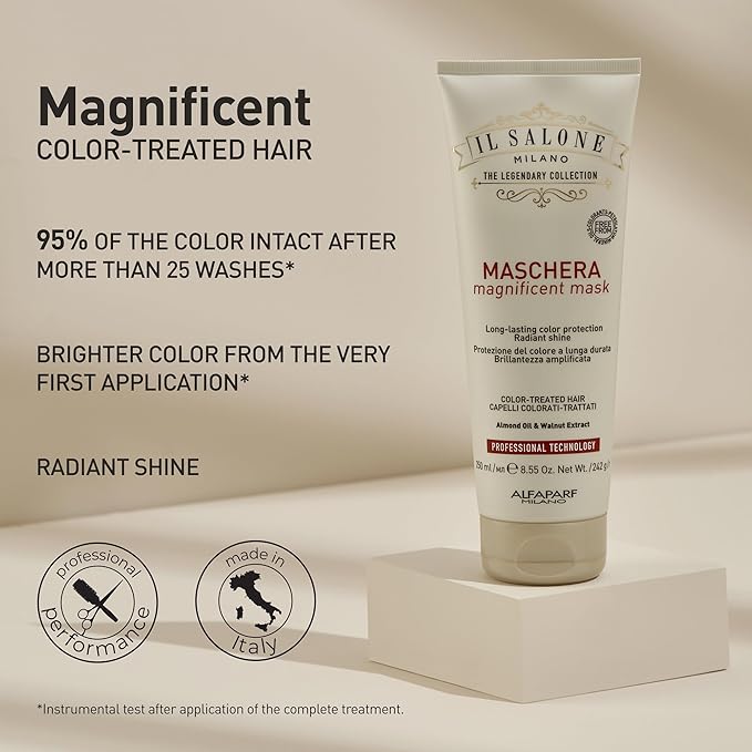 Il Salone Milano Professional Magnificent Mask - Moisturizing Hair Mask for Color Treated Hair - Provides Lasting Color Protection + Shine - Vegan, Salon-Quality Hair Care (8.55 oz / 250 ml)