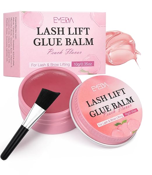 Lash Lift Glue Balm - Lash Lift Adhesive, Eyelash Perm Glue, Brow Lamination Gel, Strong Hold 10g Peach Flavor Moisturizing Formula for DIY & Salon Use, Gentle for Sensitive Eyes by EMEDA (02)