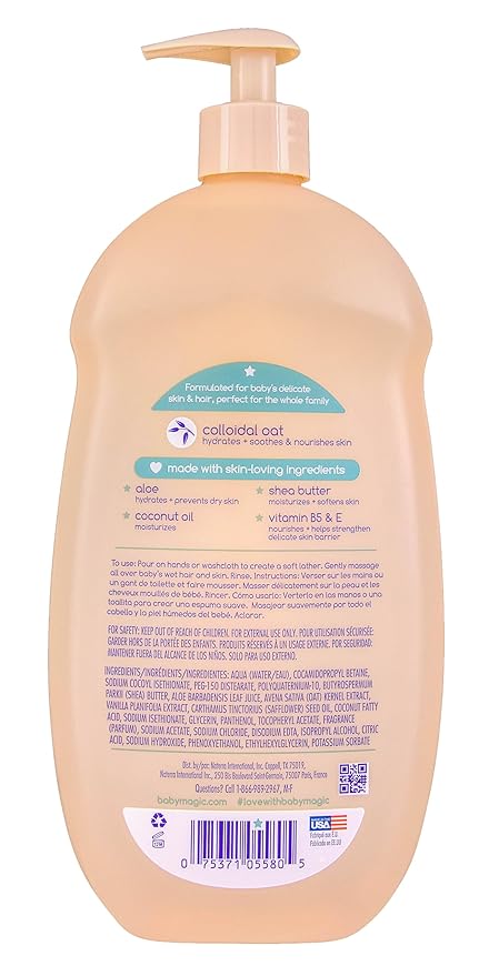 Baby Magic Soothing Hair & Body Wash, Vanilla & Oat, Soothes and Cleanses, Specially Formulated for Baby's Delicate Skin, Tear Free, Hypoallergenic, Dermatologist Recommended, 30 Fl Oz