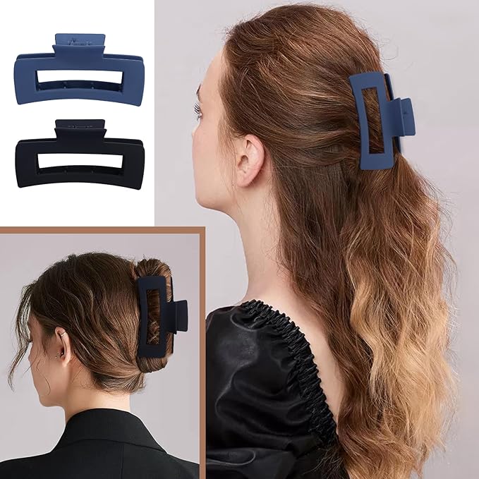 8 Pcs Large Hair Claw Clips 4.1 Inch Non-slip Big Square Matte Hair Claws for Women, Strong Hold Banana Clip for Thick Thin Hair(Multi-color)