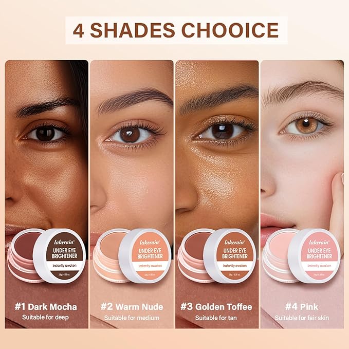 Under Eye Brightener & Concealer - Hydrating Color Corrector for Dark Circles, Lightweight Undereye Brightening Cream with Hyaluronic Acid & Shea Butter, Smooth & Blendable (Light Rose, 1)