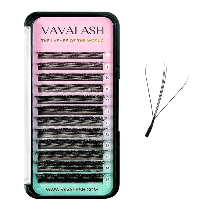 VAVALASH 3D Dual-core W Shape Eyelash Extension 3D W Premade Fans 0.07 D Curl Volume Lash Extensions Easy Fanning False Lashes Matte Black Premade Cluster W Lashes(Dual-core-3D-0.07-D-8-15mm）