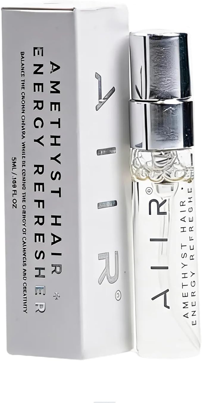 AIIR Amethyst Hair + Energy Refresher Mini - 0.17 Fl Oz Crystal Infused Room and Hair Mist with Rose Water for Positive Energy Cleansing