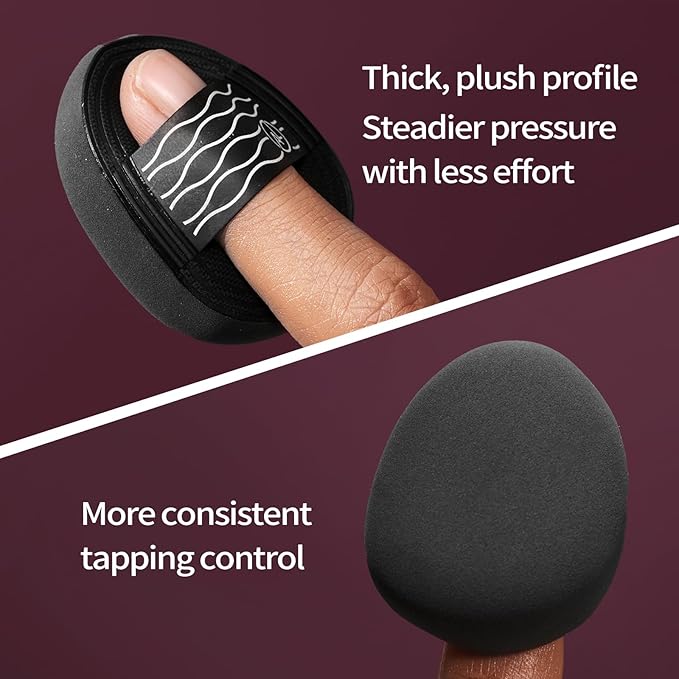 ALBEAUT Cloud Mini Cushion Puff, 4-Pack Finger-Fit Teardrop Detail Applicators for Concealer, Cream Blush & Highlighter, Plush Bouncy Control for Smooth, Clean Tapping