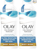 Olay Body Wash for Women, Ultra Moisture, For Extra Dry Skin, 24hr Moisturizing, Hydrating & Refreshing, B3 Vitamin Complex, Free of Parabens & Phthalates, Scented, 22 fl oz,(Pack of 2)