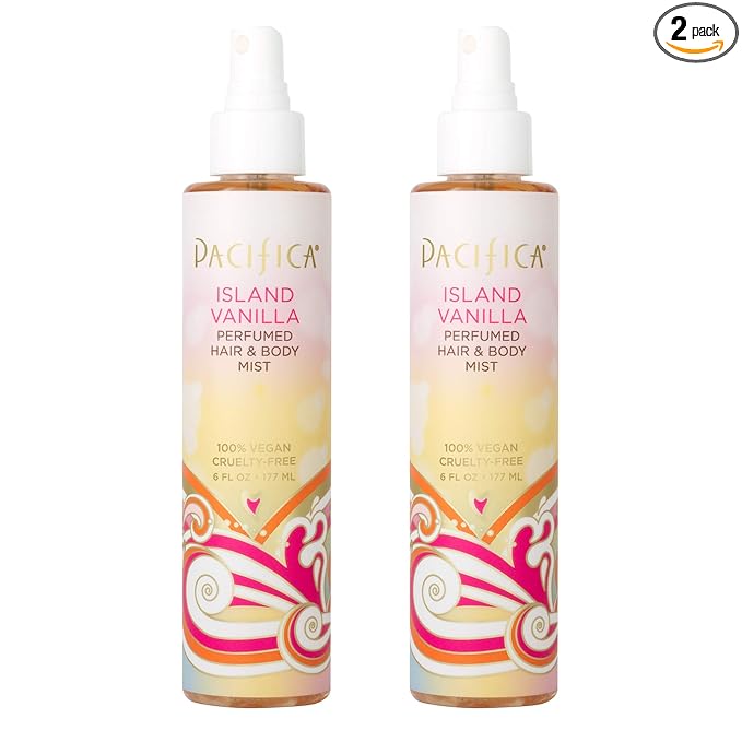 Pacifica Hair Perfume & Body Fragrance Spray Mist - Island Vanilla Pack with Sugar & Vanilla – Alcohol-Free, Vegan & Cruelty-Free, 6 oz each (Pack of 2)