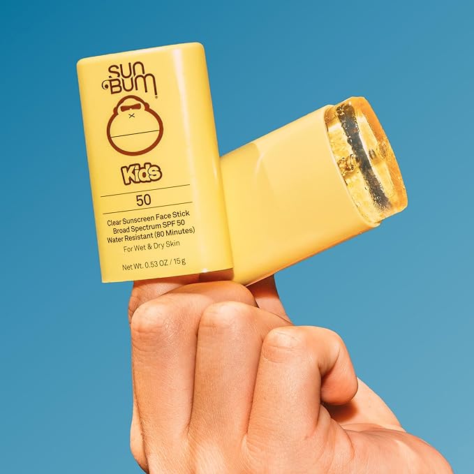 Sun Bum Kids SPF 50 Clear Sunscreen Face Stick | Wet or Dry Application | Hawaii 104 Act Compliant (Octinoxate & Oxybenzone Free) Broad Spectrum UVA/UVB Sunscreen | 0.53 oz (Pack of 2)