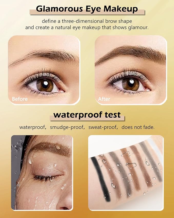 Eyebrow Powder Kit- 2 Colors Soft Tinted Eye Brow Powder Palette,Waterproof Longlasting Dark Grey/Gray Coffee Brow Filler,Professional Brow Makeup for Older Women with Mirror Brow Brush & Razor-Set 05