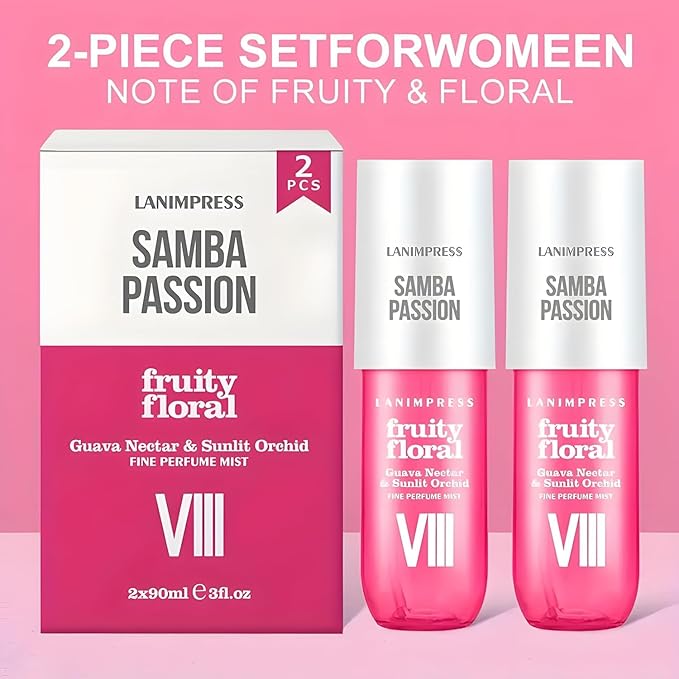 2 Pack 6 fl oz Hair Mist and Body Spray for Women（Eau De Parfum）,Fruity Floral Perfume No.8，With Notes of Guava Nectar,Sunlit Orchid