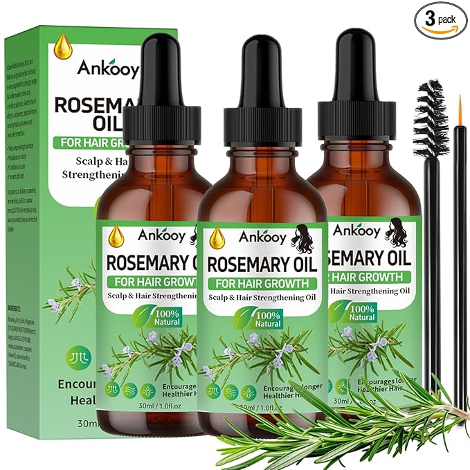 3 Pack Rosemary Oil for Hair Growth,Rosemary Hair Growth Oil,Strengthening Oil for Dry Damaged Hair,Hair Loss Treatment & Thickens Hair,Scalp Care Promotes Hair Thickness for Men Women