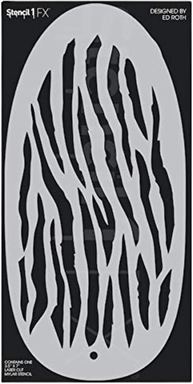 Stencil1FX - Zebra Stripes Eye Makeup Stencil for Costumes, Dress Up, Halloween, Cosplay, Face Painting, Raves, Festivals, Parades, Parties
