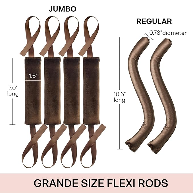 Lanzhire Jumbo Heatless Hair Curlers for Overnight Curls, Blowout Flexi Rod with Ribbon, No Heat Curlers to Sleep In, Soft Overnight Heatless Rods for All Hair Types