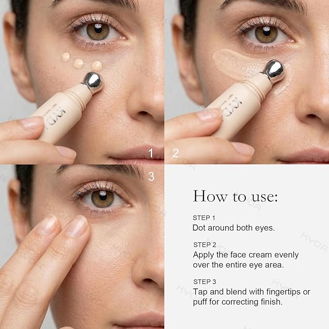 KYDA Mineral Eye Cream, Tined Eye Cream Color Corrector, 3-in-1 Anti-Aging Eye Cream for Dark Circle and Fine Lines, SPF 35, Light