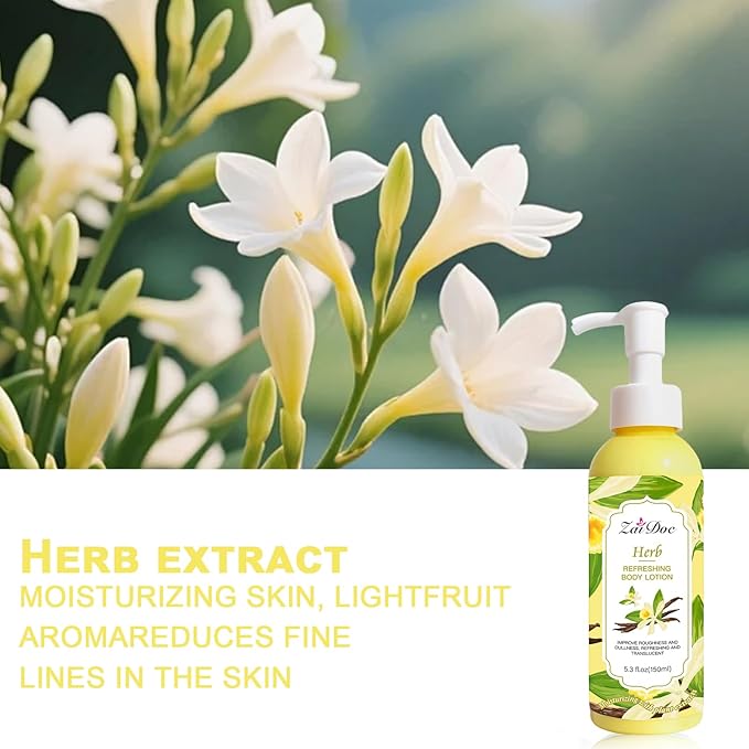 Body Lotion, 24hr Moisturizing & Deep Hydration, Absorbs Instantly Moisturizer for All Skin Types, 5.3 fl oz (1 Pack, Herb)
