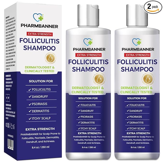 PHARMBANNER Anti-Fungal Shampoo for Itchy, Dry Scalp – Supports Scalp Health, Helps with Folliculitis, Seborrheic Dermatitis & Scalp Flaking-2 Pack