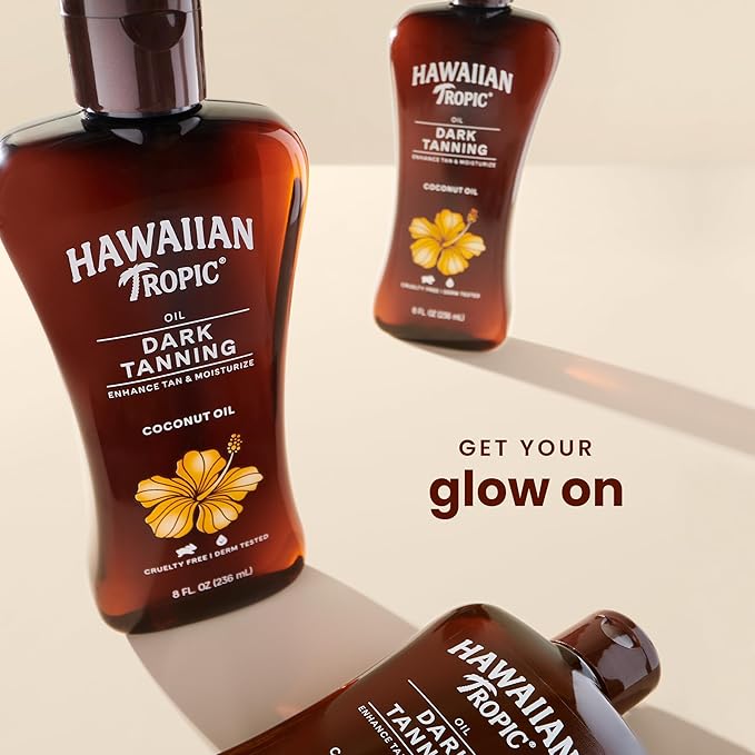 Hawaiian Tropic Dark Tanning Oil, 8 Fl Oz | Moisturizing Body Oil with Cocoa Butter, Tan Enhancer, 8 Fl Oz each Twin Pack (Pack of 6)