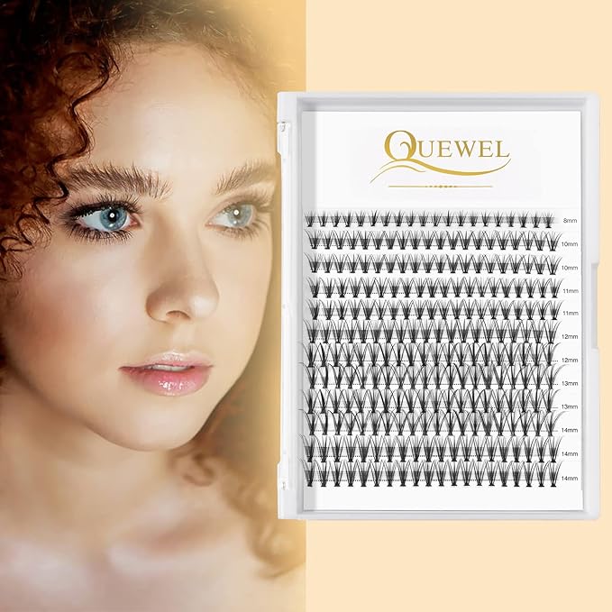QUEWEL Cluster Lashes 240Pcs Individual Lashes 20D 0.07D Curl Mix8-14mm Lash Extensions Clusters Soft&Natural False Eyelashes Individual DIY Eyelash Extension at Home(20D 0.07D MIX8-14)