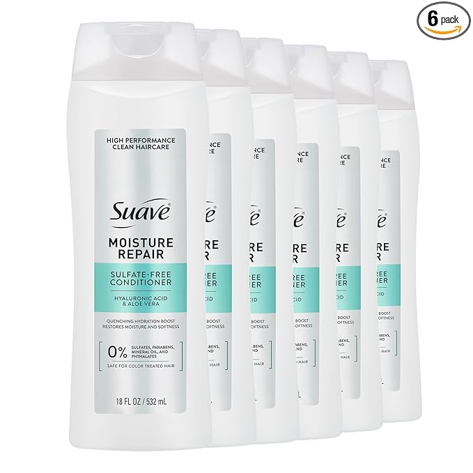 Suave Moisture Repair Conditioner, Sulfate-free, for restored moisture with every wash, safe for color treated hair, 12.6 oz Pack of 6