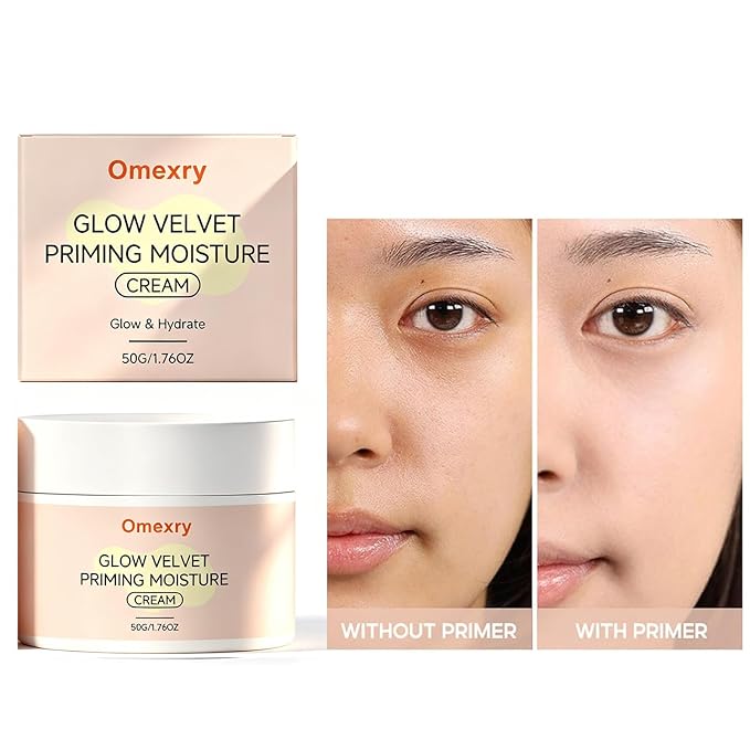 Glow Velvet Priming Moisture Cream, Pore Blurring and Makeup Gripping Primer, Hydrating Base for Smooth Makeup Application, Velvety Finish Face Primer for All Skin (2PC)