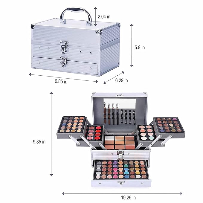 UNIFULL 132 Color All- In- One Makeup For Women Full Kit,Professional Makeup Kit,Makeup Gift Set for Women,Girls&Teens,Include eyeshadow/lipstick/concealer/Lip Gloss/Eyeliner/Mascara（006N2-Silver）