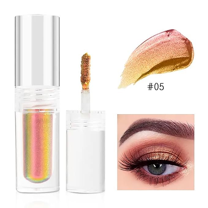 R.Y.M Golden Chameleon Glittering Eyeshadow Liquid Glitter Eyeliner Shimmer Quick-drying Waterproof Wicked Makeup Multi-Dimensional Eye Looks (5#, 0.06 Ounce (Pack of 1))
