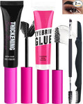 Waterproof Tinted Brow Gel Kit-Black Thickening Eyebrow Mascara Gel & Clear Setting Brow Glue,Brow Lift Fast Shapping,Long Lasting Eye Makeup for Women,Light Medium Dark Brown With Brow Tool