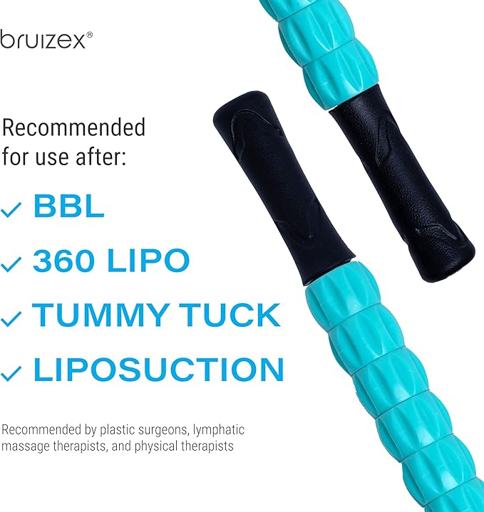 Muscle Roller Lymphatic Drainage Massage Roller Stick - for Myofascial Pain Relief | Post Liposuction & Fibrosis Treatment, Surgery Recovery| Lipo,Tummy Tuck & BBL,Compression Garment, Faja Compatible