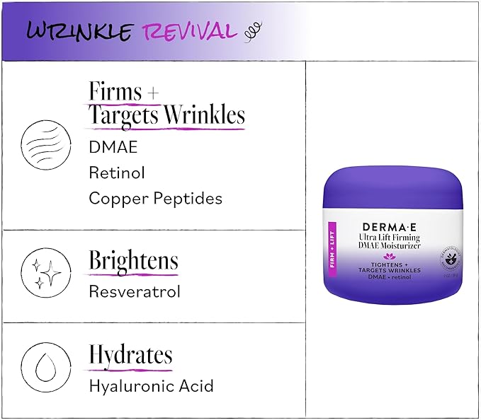 Derma E Firming DMAE Moisturizer - Copper Peptides, Resveratrol & Kakadu Plum - Supports Collagen and Elastin Health– Vegan Facial Skin Care, 2oz