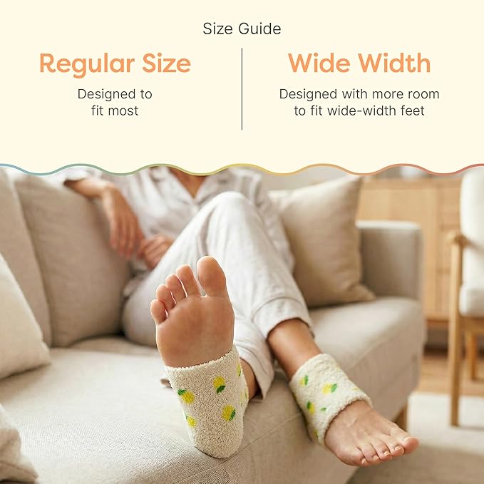 ZenToes Moisturizing Socks for Cracked Heel Treatment, Vitamin E, Olive Oil and Jojoba Oil Infused Heel Socks, Spa Gifts for Women, Mothers Day Gifts (Lemons, Regular)