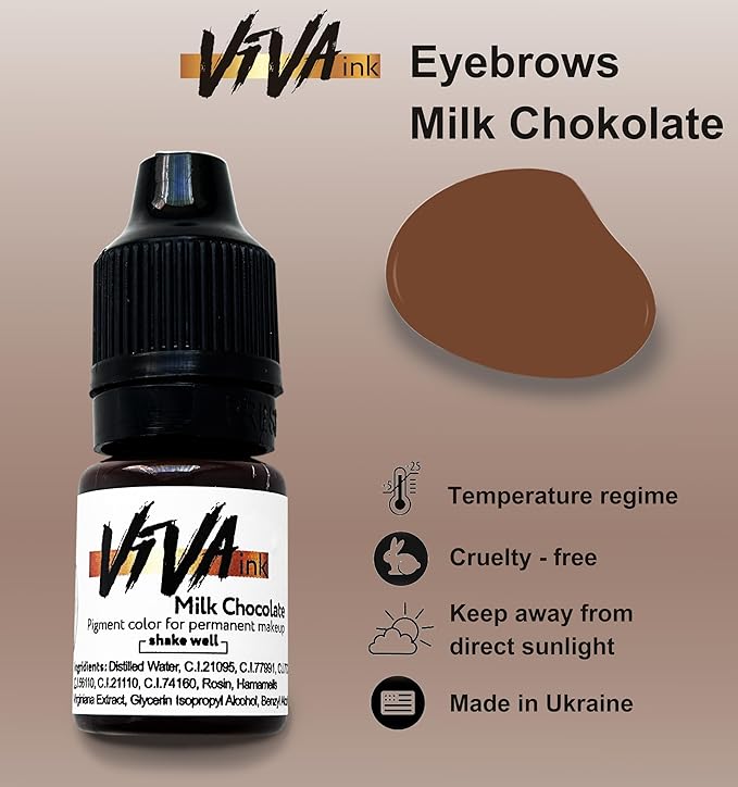 Eyebrow Permanent Makeup Ink Milk Chocolate Long Lasting Permanent Pigment for Microblading Saturated and Natural Colored Ink for Eyebrow Tattoo (0.2 oz)