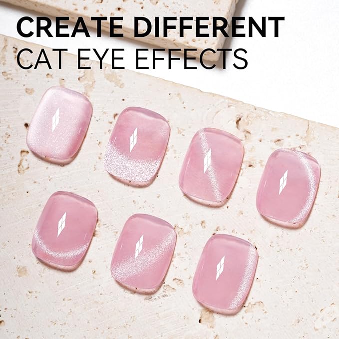 MAYCHAO 15ML Jelly Pink Cat Eye Gel Nail Polish 1Pc Galssy Pink Gel Polish Soak off Holographic Magnetic Nail Polish for Nail Art Manicure Salon DIY at Home, 0.5 OZ