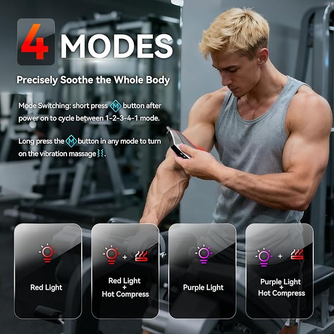 Muscle Scraper Tool,Electric Fascial Knife for Deep Tissue Massage - 4 Modes 3 Heating 3 Vibration,Electric Gua Sha,Myofascial Release Tool for Whole Body
