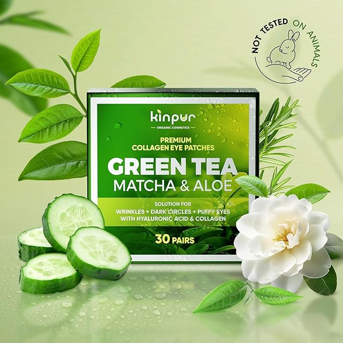 60 PCS Under Eye Patches for Puffy Eyes and Dark Circles & Eye Bags with Green Tea Matcha & Aloe - Natural Skincare Hydrating Eye Masks with Hyaluronic Acid to Refresh, Soothe & Revitalize