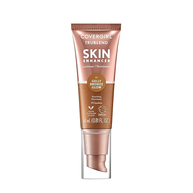 CoverGirl TruBlend Skin Enhancer, Bronze Glow, Luminizer, Glowy Finish, Flexible Coverage, Clean & Vegan, Water-Based Formula, For All Skin Tones, 0.81oz