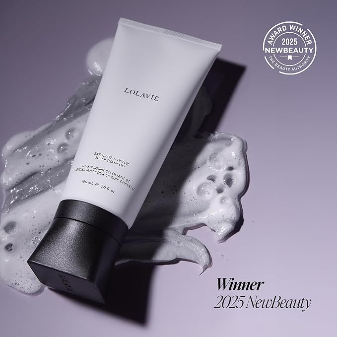 LolaVie Exfoliate & Detox Scalp Shampoo - 6 oz - 2-in-1 Clarifying Shampoo & Scrub with Activated Charcoal & AHAs - Reduces Flaking, Boosts Volume - Color Safe - All Hair Types