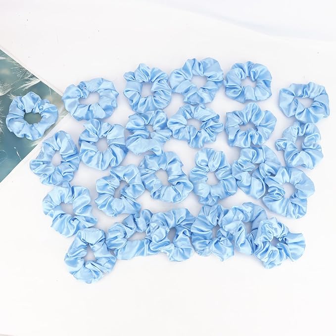 Silk Satin Scrunchies for Women Girls 24 PCS Hair Scrunchies Silk Satin Hair Ties for Thick Hair Bulk Hair Ties Hair Accessories
