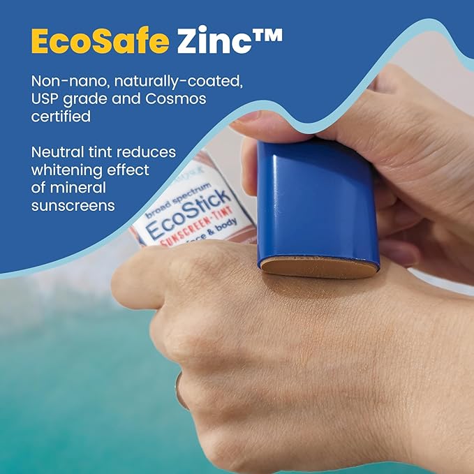 STREAM 2 SEA EcoStick SPF 35 Mineral Sunscreen Stick, Sweat Water Resistant Sunblock, USDA Approved Biodegradable Paraben Free Reef Safe Sunscreen Protection UVA UVB (EcoStick Tint) - 0.5 oz