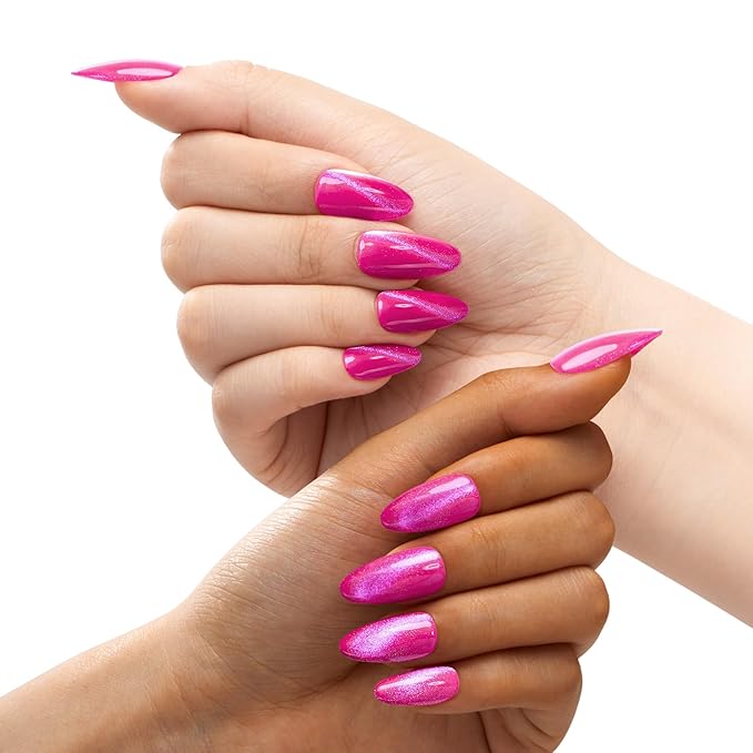 MAYCHAO 15ML Cat Eye Gel Nail Polish 1Pc Hot Pink Holographic Magnetic Gel Polish Soak off Nail Polish for Nail Art Manicure Salon DIY at Home, 0.5 OZ