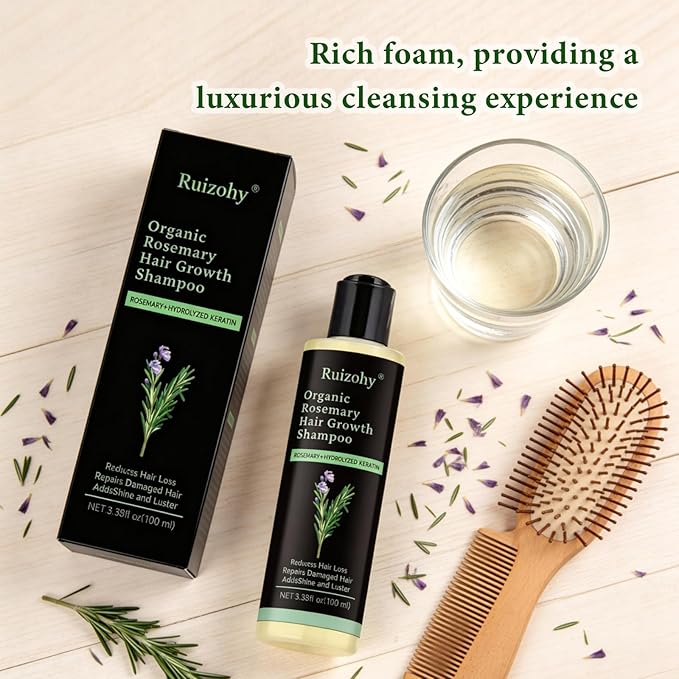 Rosemary & Biotin Shampoo for Hair Growth & Thinning Hair - Sulfate-Free, Vegan Formula with Hydrolyzed Keratin to Thicken, Strengthen & Revitalize Dry, Damaged Hair - For Men & Women