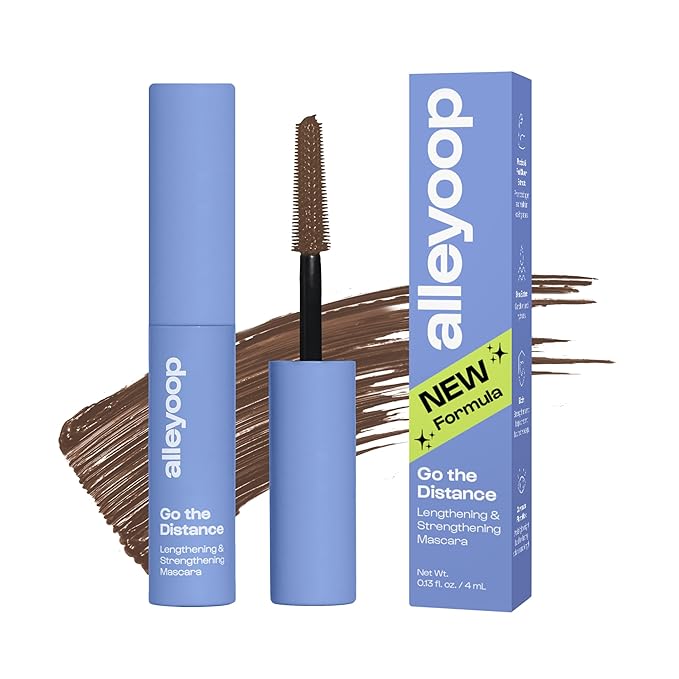 Alleyoop Tubing Mascara Brown – Lengthening Mascara Tubing Formula, Smudge Proof for Sensitive Eyes, Clean Vegan Lash Definition, Biotin Peptide Infused, Mini 4 mL