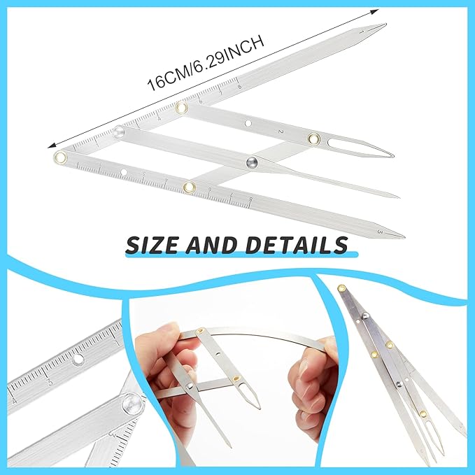 Weewooday 6 Pieces Tattoo Eyebrows Rulers 3 Point Positioning Ruler Mini Caliper Double Scale Vernier Calipers Eyebrow Caliper Microblading Ruler Measuring Tool with Eyebrow Shaver (Blue)